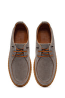 Women's Grey Lace-up Suede Leather Comfort Shoes | Derimod