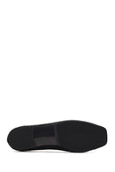 Women's Black Stone Leather Ballerinas | Derimod