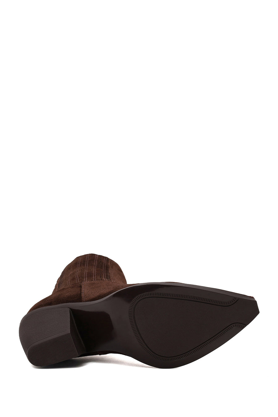 Woman Brown Chunky-Heeled Suede Cowboy Boots