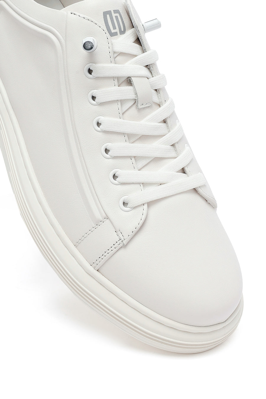 Male White Lace-Up Leather Sneaker