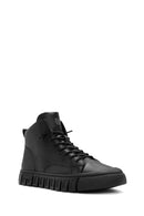 Men's Black Zippered Leather Sports Boots | Derimod