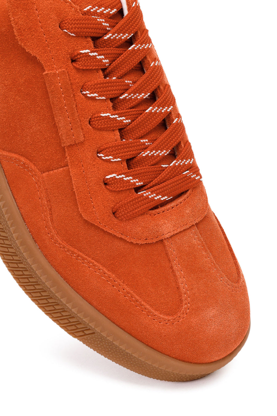 Woman Orange Lace-Up Suede Leather Leather Sneaker