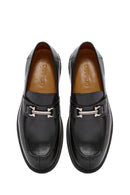 Men's Black Buckle Detailed Leather Casual Loafer | Derimod