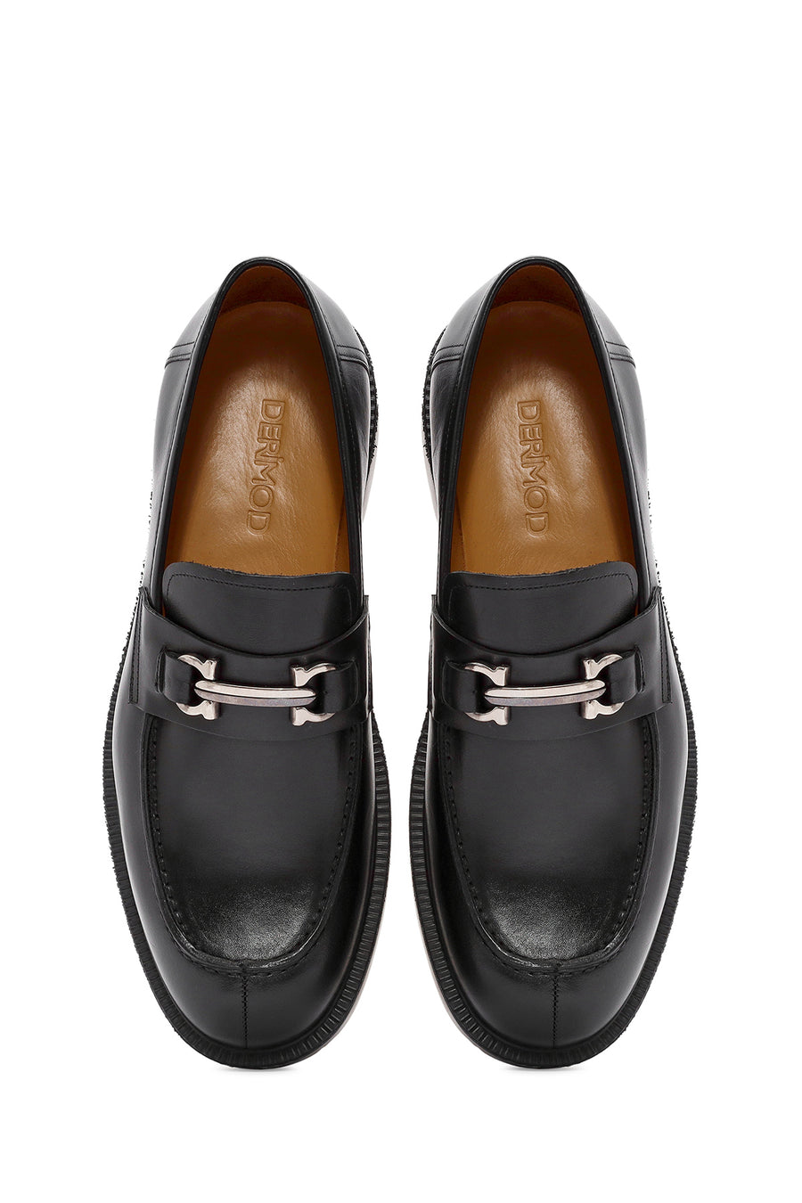 Erkek Siyah Toka Detaylı Deri Casual Loafer