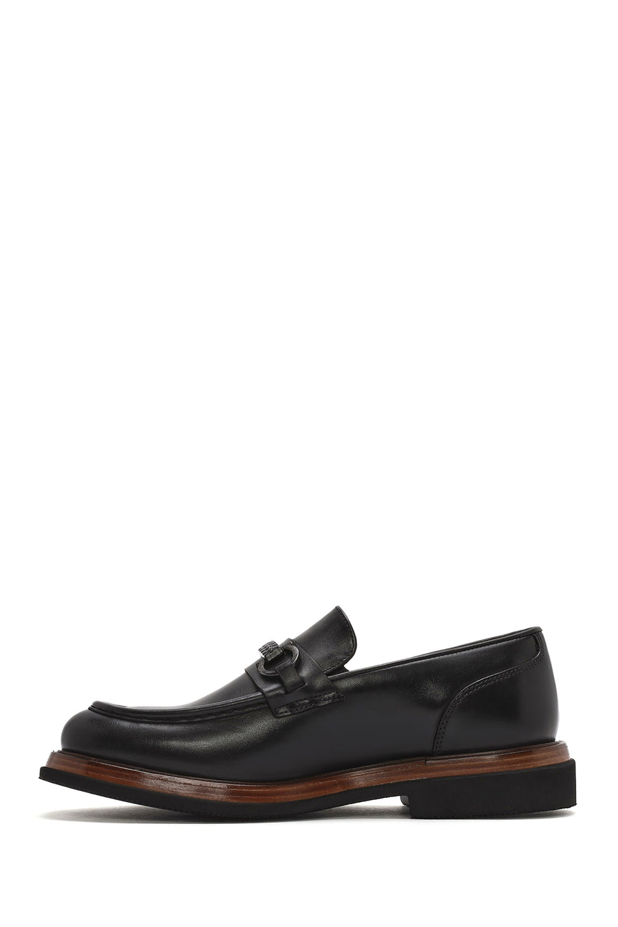 Male Black Buckled Thick-Soled Leather Loafer
