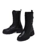 Women's Black Thick Soled Leather Boots | Derimod