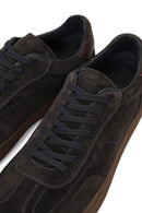 Erkek Antrasit Bağcıklı Kalın Tabanlı Süet Deri Sneaker | Derimod