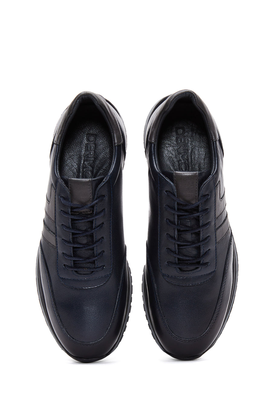 Men's Navy Blue Lace-Up Leather Sneaker