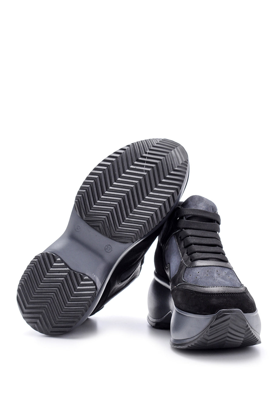 Women's High-Sole Leather Sneaker