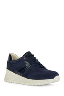 Geox Women's Navy Blue Desya Lace-Up Leather Sneaker | Derimod