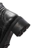 Women's Black Zippered Thick Heeled Leather Boots | Derimod