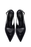 Woman Black Slingback Stiletto Heel Leather Shoe | Derimod