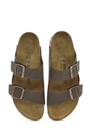 Birkenstock Women's Brown Arizona Eva Nubuck Leather Slippers | Derimod