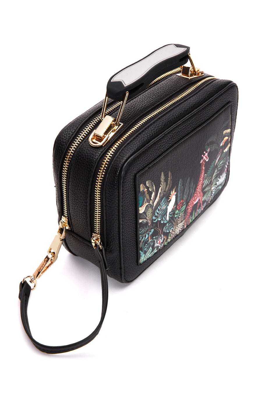 Women's Black Long Strap Printed Shoulder Bag