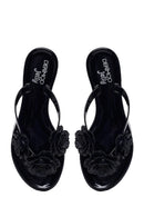 Woman Black Floral Jelly Slipper | Derimod