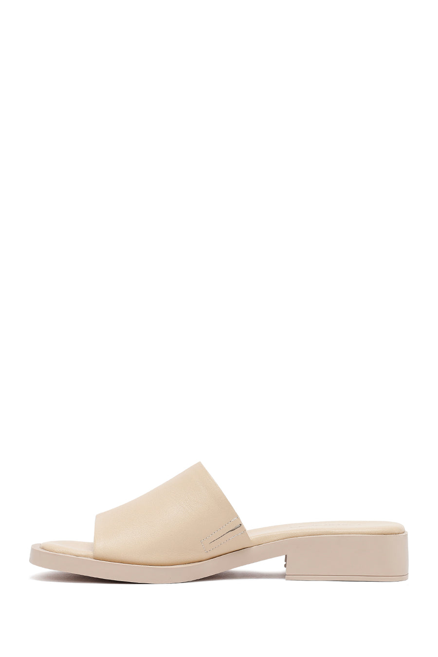 Women's Cream Casual Leather Slippers