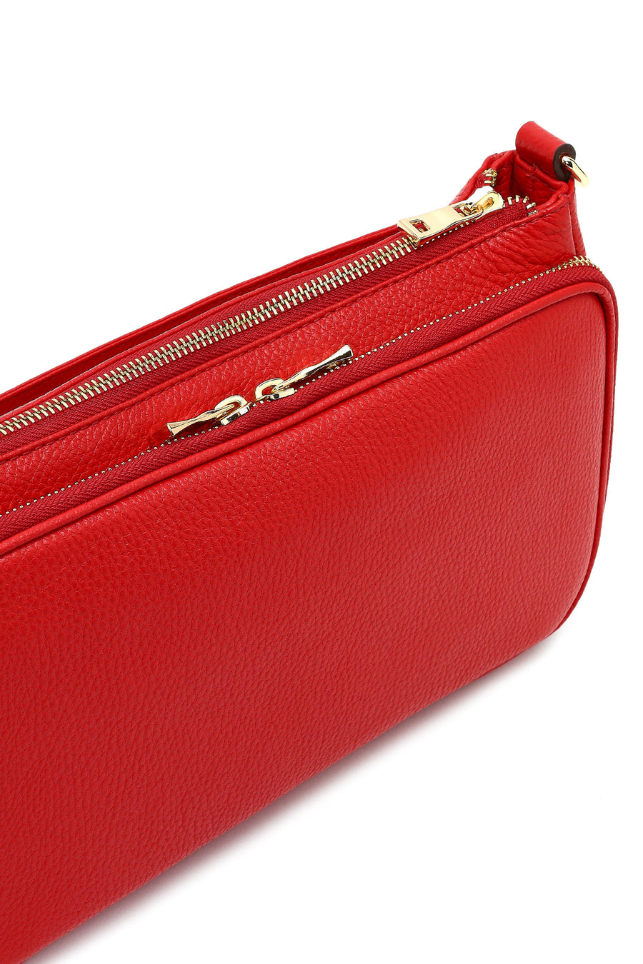 Women's Red Long Strap Leather Shoulder Bag