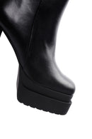 Women's Black Leather Platform High Heel Boots | Derimod