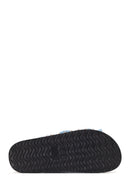Women's Blue Double Buckle Studded Fabric Slippers | Derimod