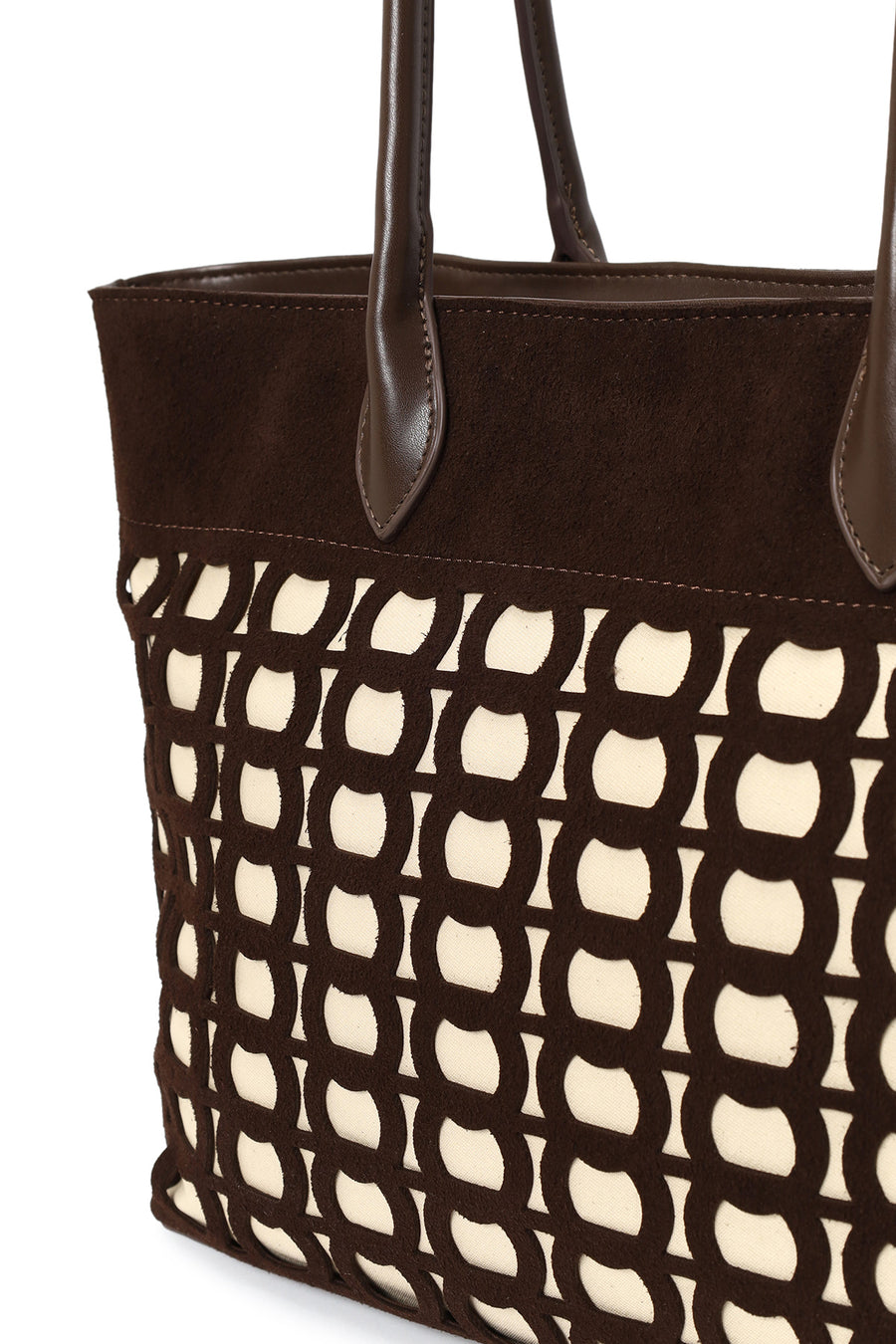 Woman Brown Patterned Suede Shoulder Bag