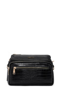 Women's Black Long Strap Patterned Crossbody Bag | Derimod