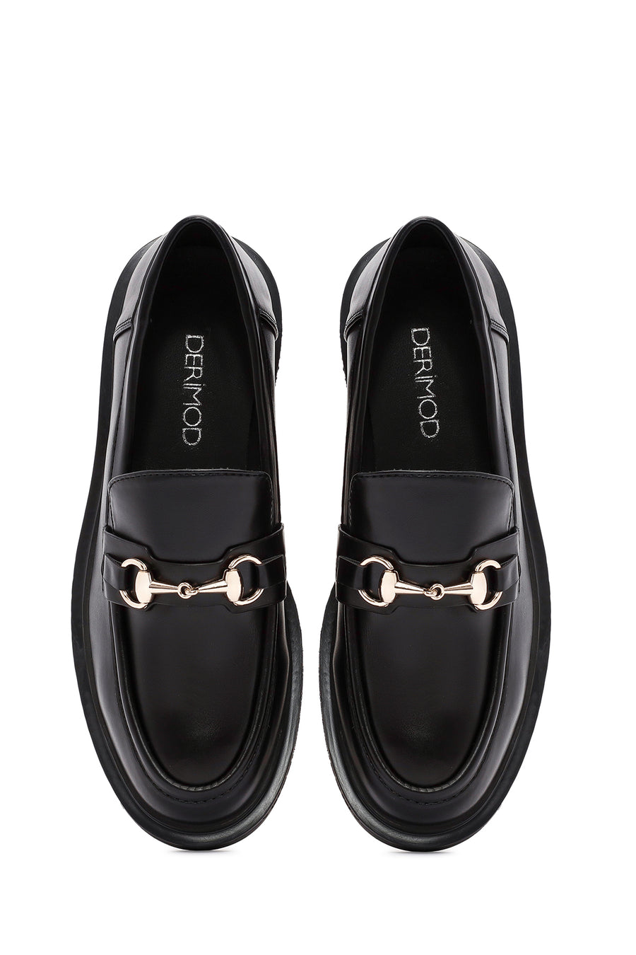 Kadın Siyah Tokalı Maskülen Loafer