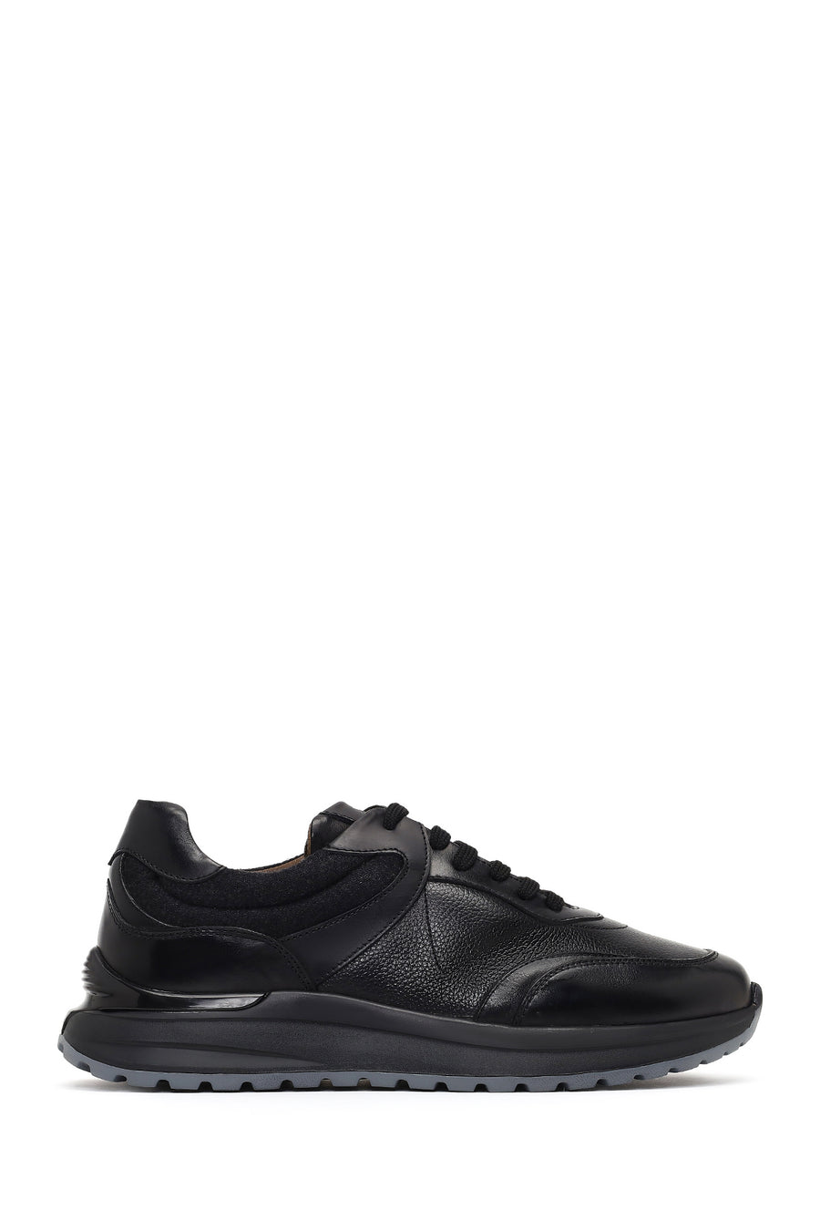 Erkek Siyah Bağcıklı Kalın Tabanlı Deri Sneaker 25WFD605014 | Derimod
