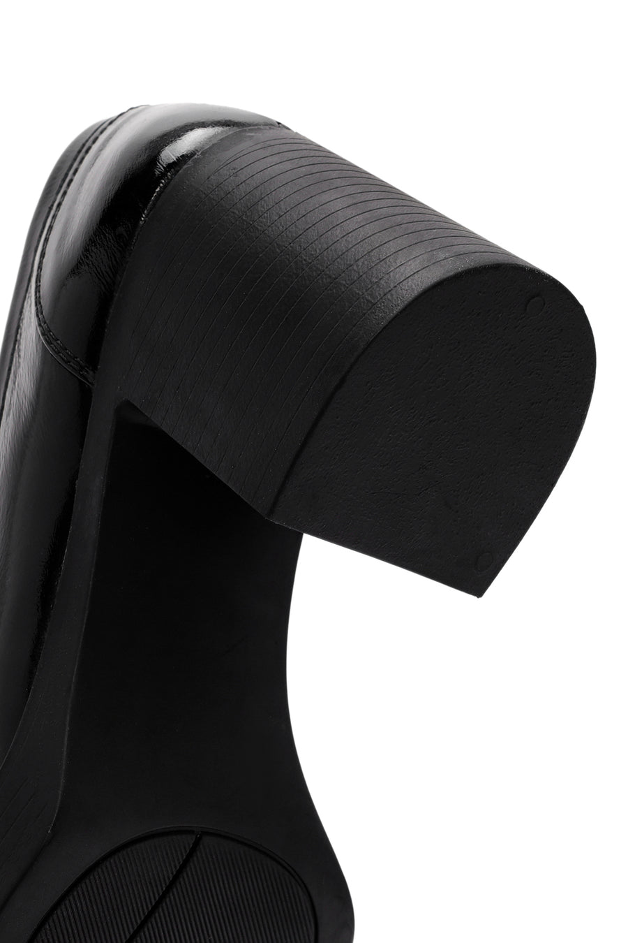 Woman Black High Thick-Heeled Patent Leather Leather Masculine Loafer
