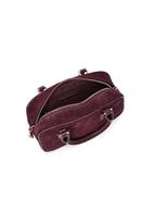 Women's Burgundy Long Strap Suede Leather Mini Handbag | Derimod