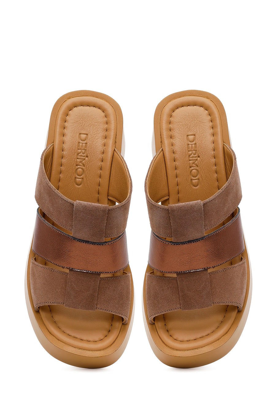 Woman Mink Wedge Heel Suede Leather Comfort Slippers