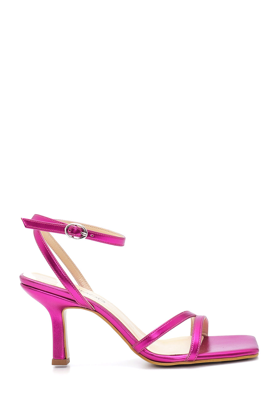 Kadın Pembe Metalik Topuklu Sandalet 22SFE390732 | Derimod