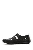 Men's Black Leather Casual Sandals | Derimod