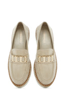 Women's Tan Buckled Suede Masculine Loafer | Derimod