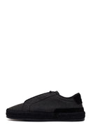 Male Black Lace-Up Thick-Soled Suede Espadrilles | Derimod