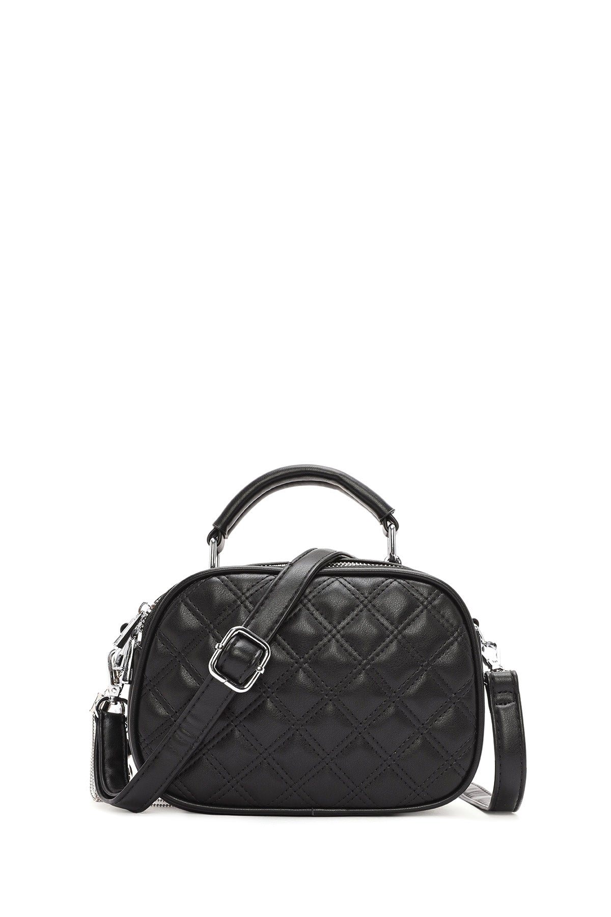 Women's Black Long Strap Quilted Patterned Crossbody Bag 24WBD2648KP | Derimod