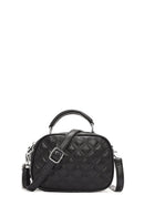 Women's Black Long Strap Quilted Patterned Crossbody Bag | Derimod