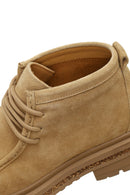 Male Beige Lace-Up Thick-Soled Suede Casual Boots | Derimod