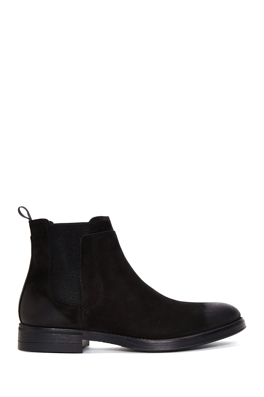 Men's Black Nubuck Leather Chelsea Flat Boots 22WFD6207V3 | Derimod