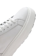 Men's White Lace-up Thick-Sole Leather Sneaker | Derimod