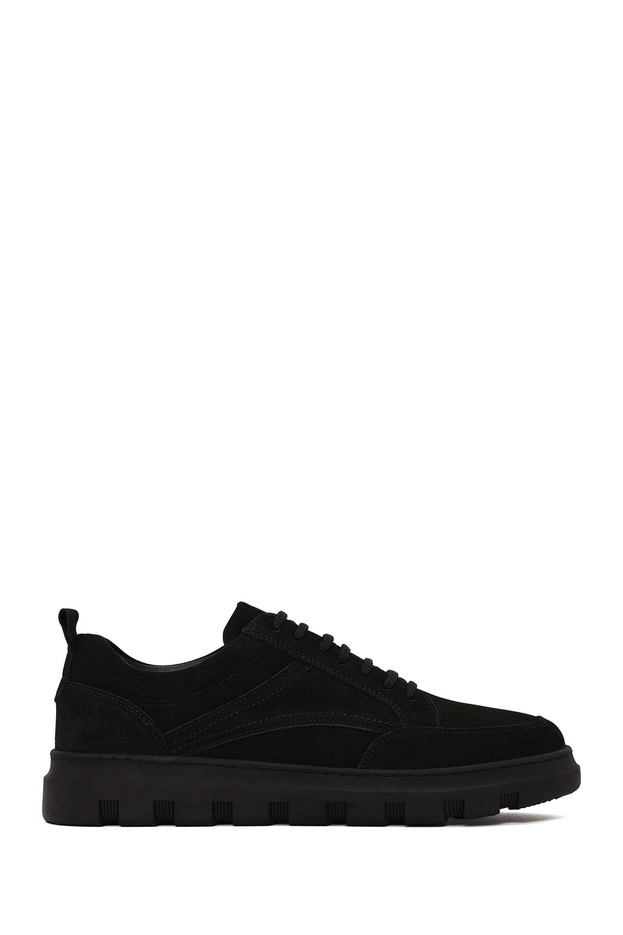Erkek Siyah Bağcıklı Nubuk Deri Casual Sneaker WM828003DN | Derimod