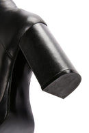 Women's Black Zippered Thick High Heel Leather Boots | Derimod