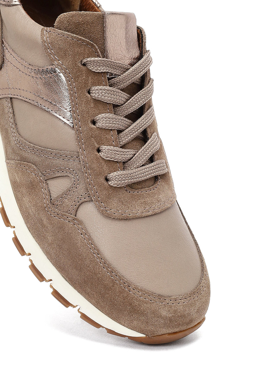 Kadın Vizon Bağcıklı Deri Sneaker