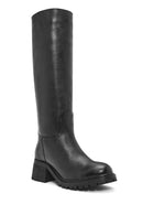 Women's Black Thick Heel Leather Boots | Derimod