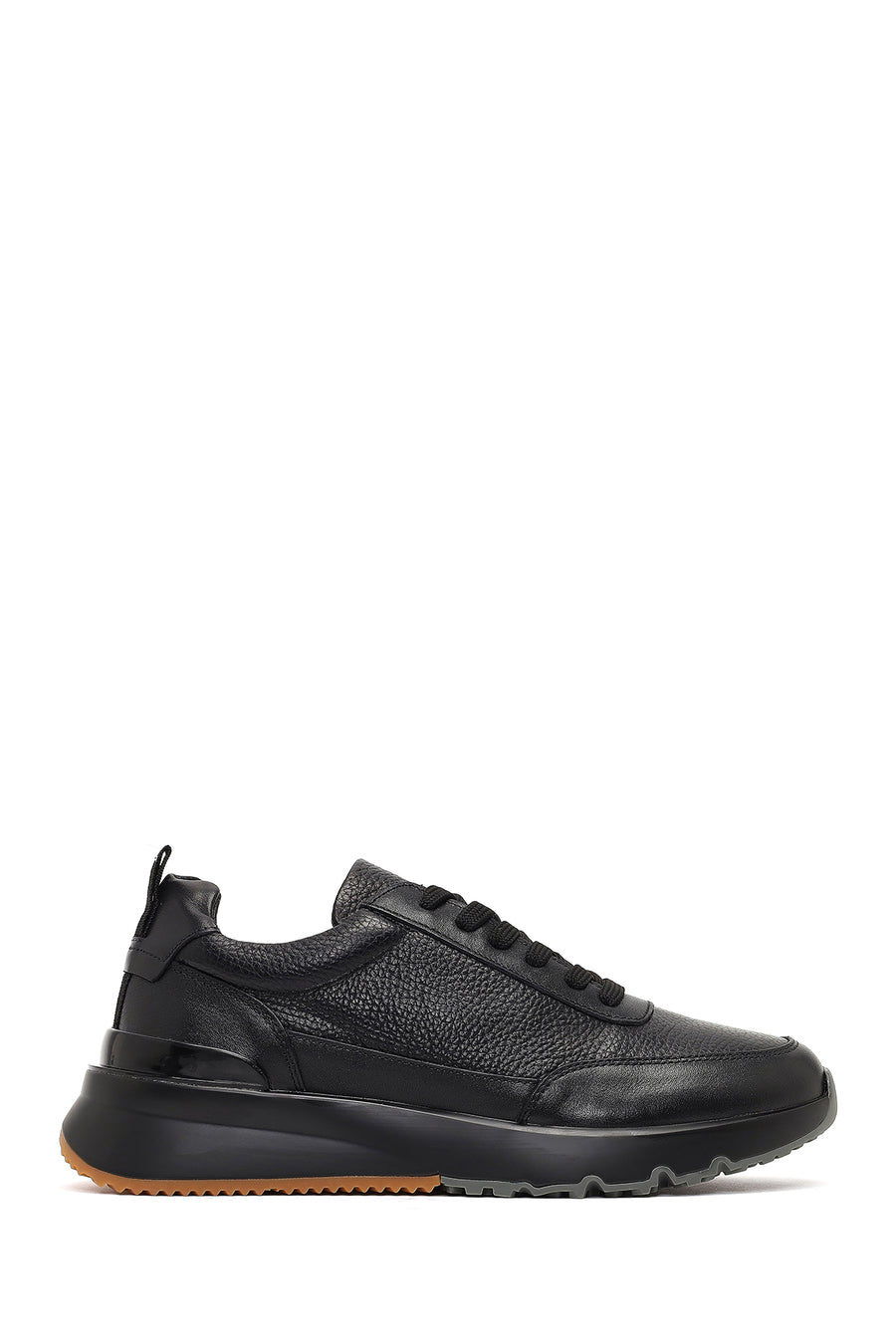 Erkek Siyah Bağcıklı Kalın Tabanlı Deri Sneaker WM740008DK | Derimod