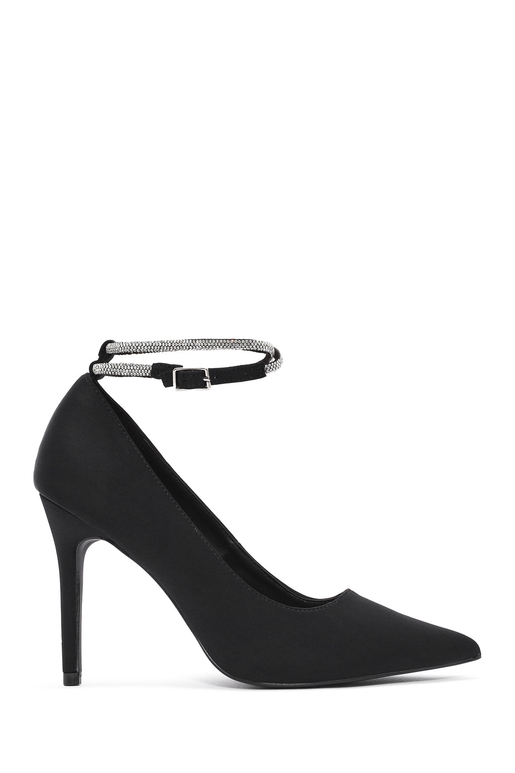 Kadın Siyah Bilekten Bağlamalı İnce Topuklu Stiletto