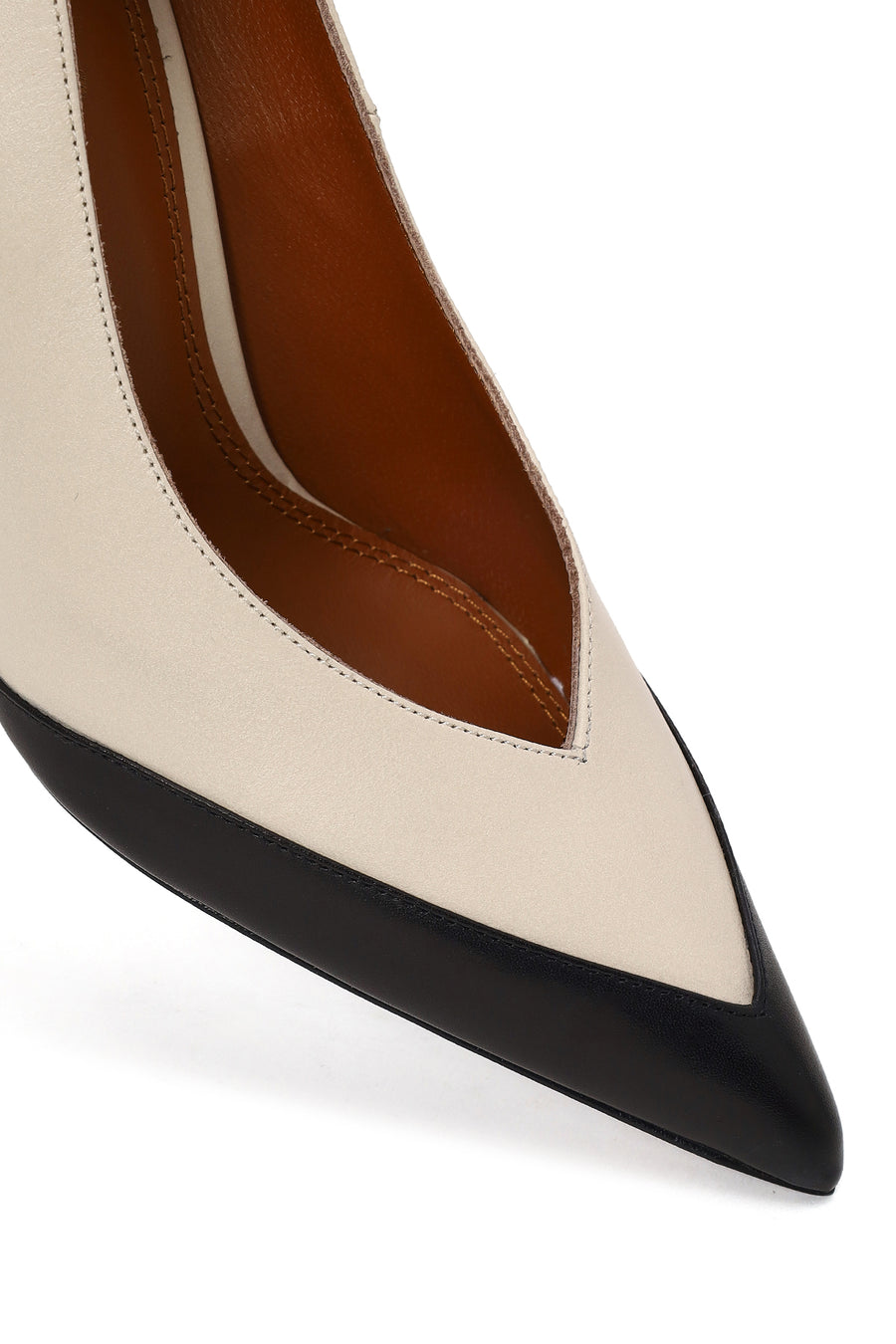 Woman Cream Thin Heeled Leather Stiletto