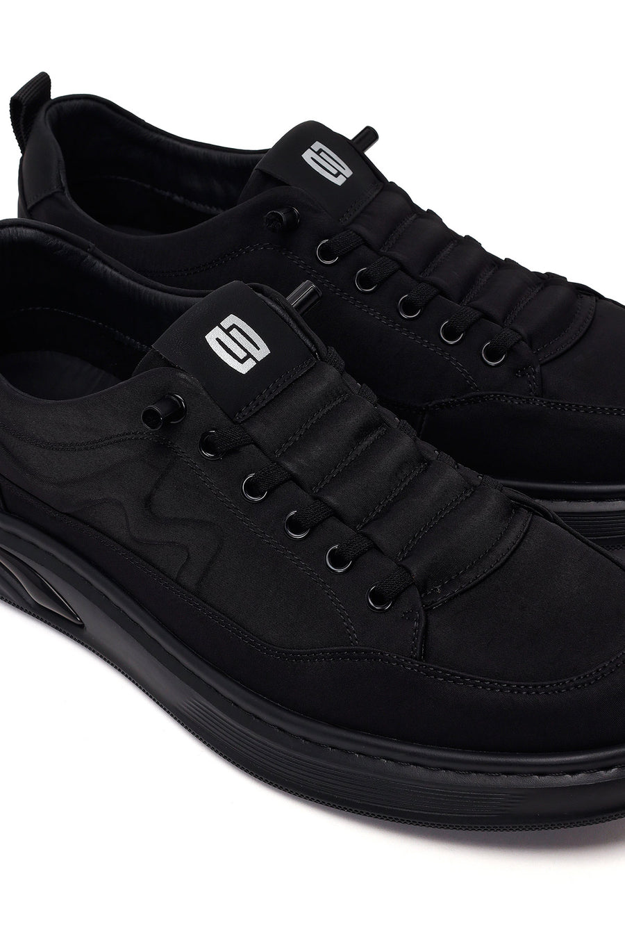 Derimod Zero Male Black Lace-Up Thick-Soled Fabric Sneaker