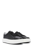 Men's Black Lace-up Thick-Sole Leather Sneaker | Derimod