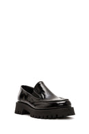 Women's Black Patent Leather Masculine Loafer | Derimod