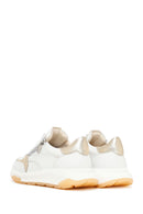 Woman White Lace-Up Zip Closure Thick-Soled Leather Sneaker | Derimod